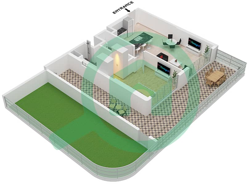 Avant Garde Residences by Skyline - 1 Bedroom Apartment Type/unit A  / UNIT 3 FLOOR 1 Floor plan Type A With Terrace Unit 3 Floor 1 interactive3D