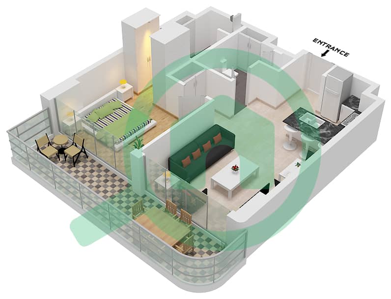 Avant Garde Residences by Skyline - 1 Bedroom Apartment Type/unit C / UNIT 5 FLOOR 15-18 Floor plan Type C Unit 5 Floor 15-18 interactive3D