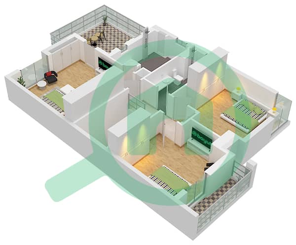 Type B
 Unit Corner
 First Floor