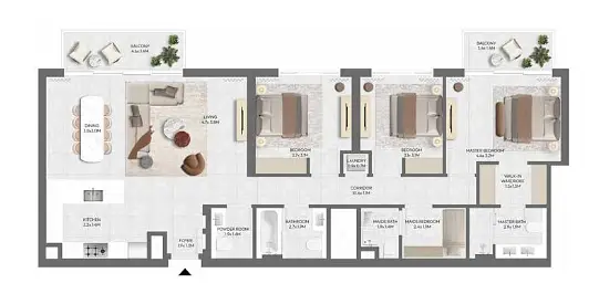 3 BR floor plan