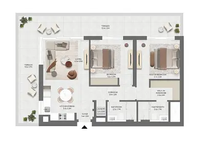 2 BR floor plan