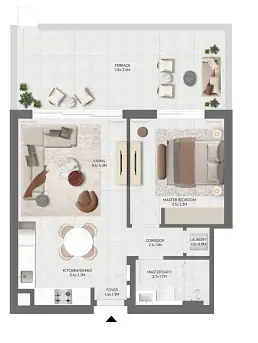 1 BR floor plan