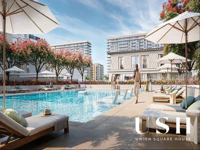 1 Bedroom Apartment for Sale in Town Square, Dubai - 865_Town Square Dubai Building 72-73_Nshama properties_Pool_HighQuality. png