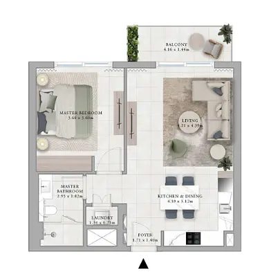 1 BR floor plan