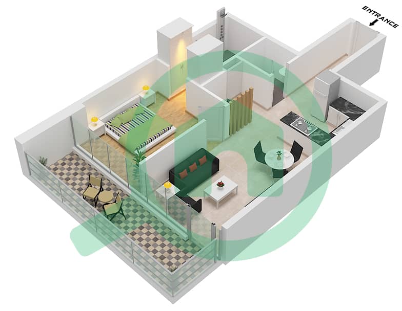 Viewz 1 by Danube - 1 Bedroom Apartment Type/unit B / UNIT 1 Floor plan Type B Unit 1 Floor 2-21,23, Unit 12 Floor 23, Unit 16 Floor 24-35, Unit 17 Floor 2-21 interactive3D