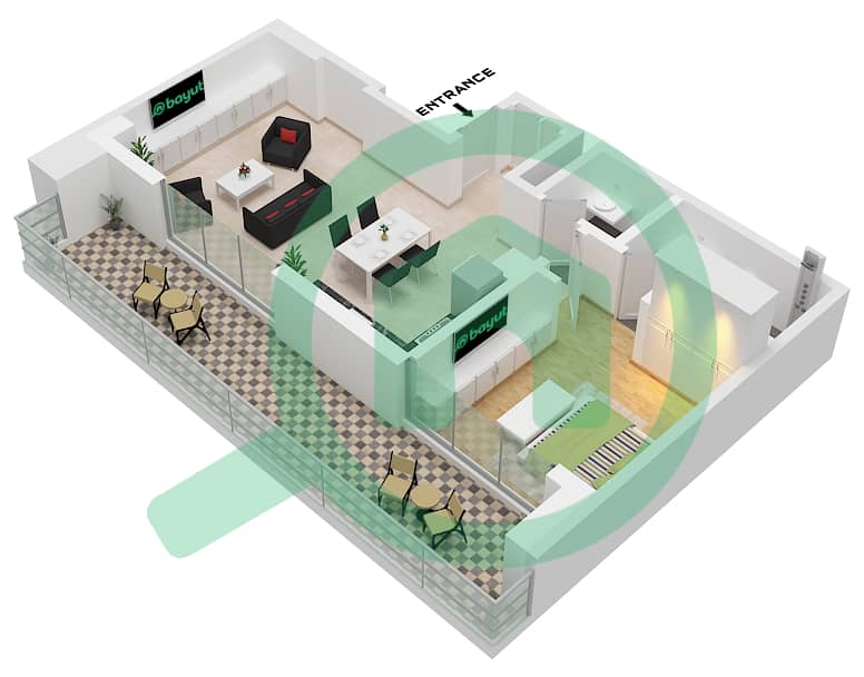 St. Regis Residences Financial Center Road - 1 Bedroom Apartment Type/unit D1,D2 / UNIT 01 Floor plan Type D1 Unit 01 Floor 24-34 , Type D2 Unit 01 Floor 35-45 interactive3D