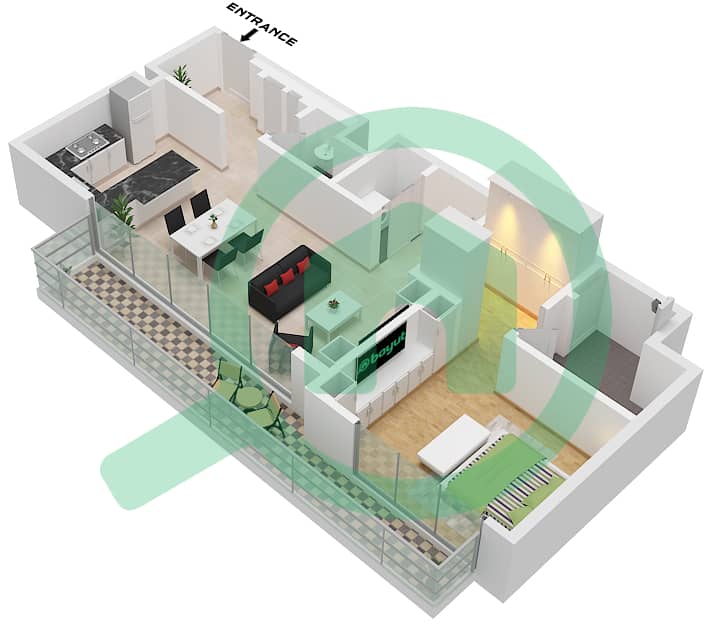 St. Regis Residences Financial Center Road - 1 Bedroom Apartment Type/unit F / UNIT 01 Floor plan Type F Unit 01 Floor 23 interactive3D
