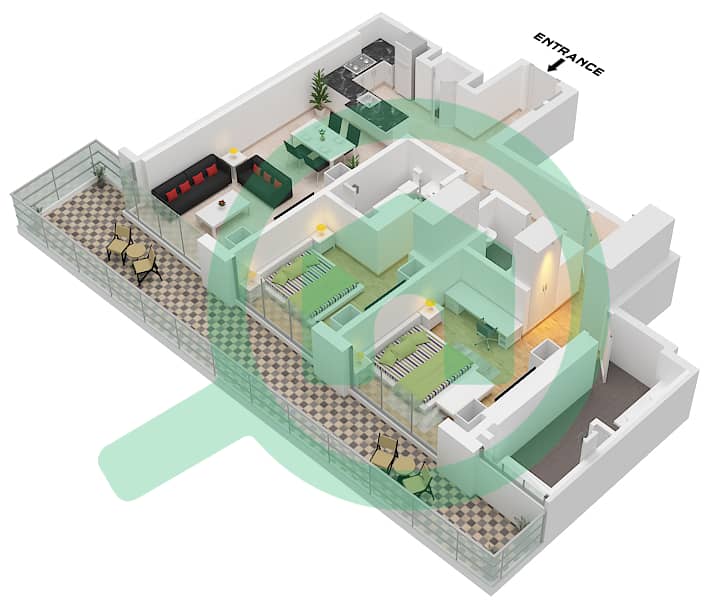 St. Regis Residences Financial Center Road - 2 Bedroom Apartment Type/unit A1,A2 / UNIT 03 Floor plan Type A1 Unit 03 Floor 7-13 , Type A2 Unit 03 Floor 14-21 interactive3D