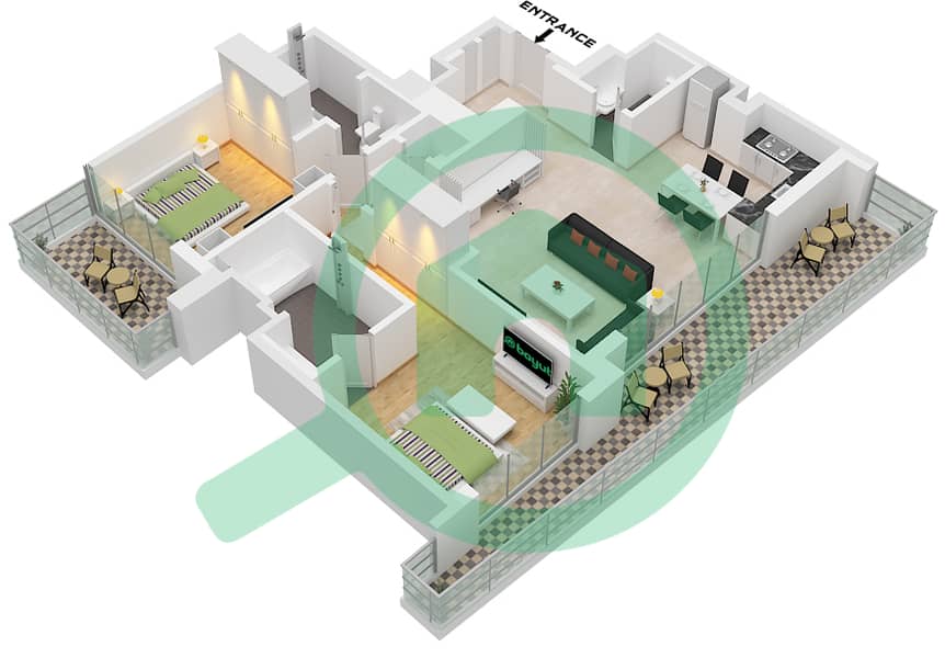 St. Regis Residences Financial Center Road - 2 Bedroom Apartment Type/unit C1,C2 / UNIT 06 Floor plan Type C1 Unit 06 Floor 7-13 , Type C2 Unit 06 Floor 14-21 interactive3D