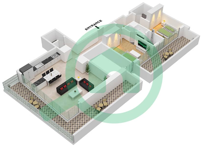 St. Regis Residences Financial Center Road - 2 Bedroom Apartment Type/unit E / UNIT 01 Floor plan Type E Unit 01 Floor 5 interactive3D
