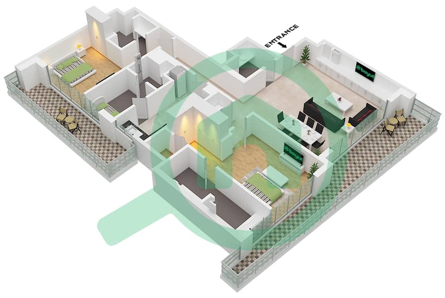 St. Regis Residences Financial Center Road - 2 Bedroom Apartment Type/unit B1,B2 / UNIT 05 Floor plan Type B1 Unit 05 Floor 24-34 , Type B2 Unit 05 Floor 35-44 interactive3D