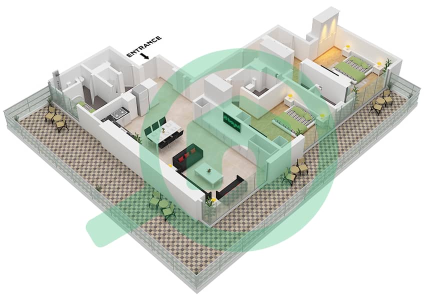 St. Regis Residences Financial Center Road - 2 Bedroom Apartment Type/unit C / UNIT 02 Floor plan Type  C Unit 02 Floor 5 interactive3D