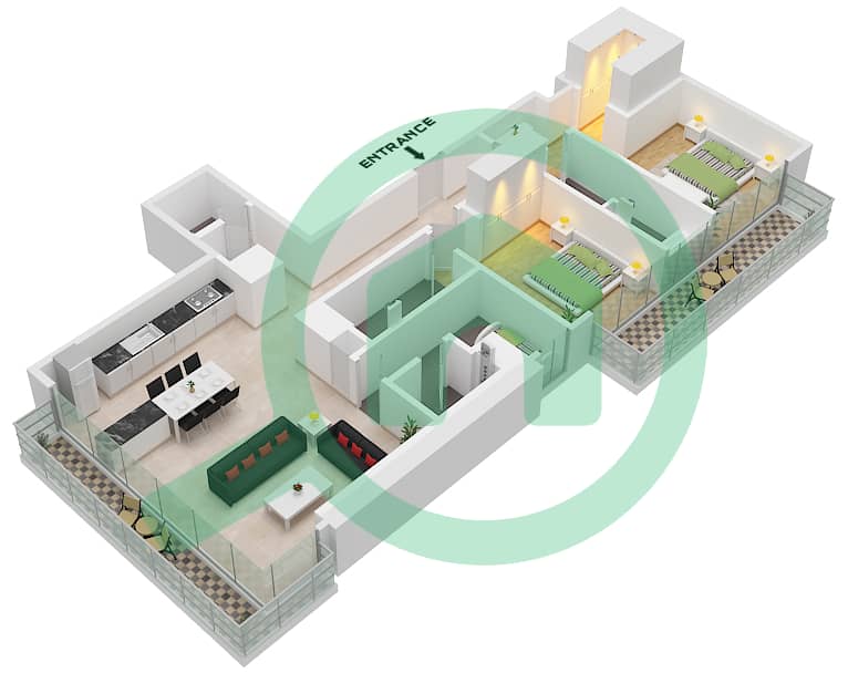St. Regis Residences Financial Center Road - 2 Bedroom Apartment Type/unit D / UNIT 01 Floor plan Type D Unit 01 Floor 6 interactive3D