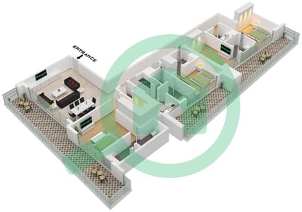 金融中心路瑞吉公寓 - 4 卧室公寓类型／单位TYPICAL 1,2 / UNIT 04戶型图