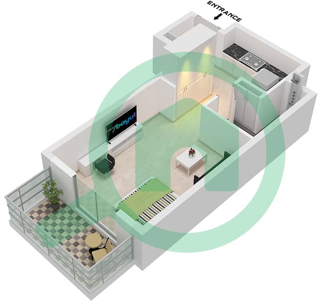 FH Residency - 单身公寓类型／单位C / UNIT 8-10 FLOOR 2-22戶型图 Type C Unit 8-10 Floor 2-22 interactive3D
