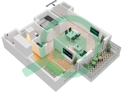 FH Residency - 1 卧室公寓类型／单位B / UNIT 6,7 FLOOR 2-11戶型图
