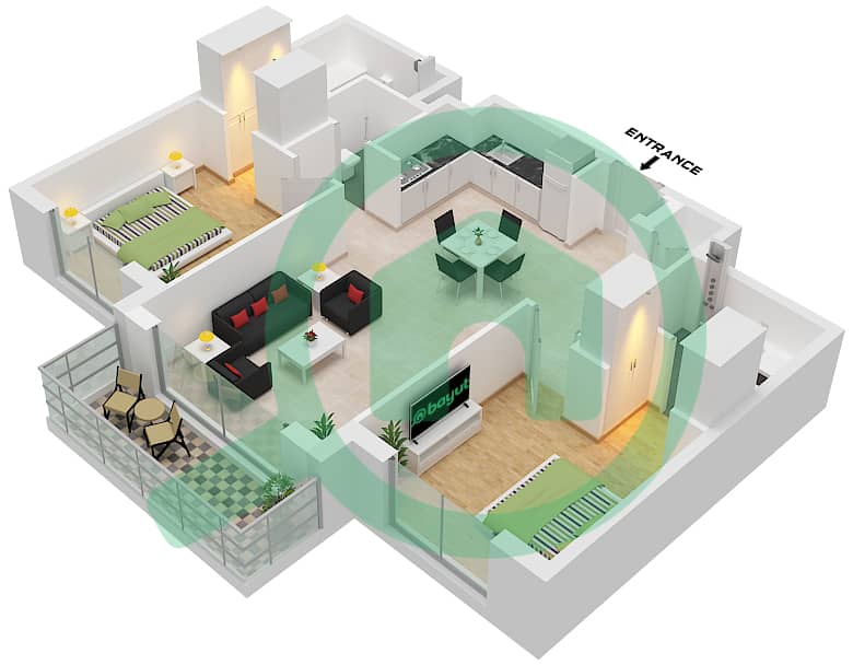 FIA - 2 Bedroom Apartment Type A Floor plan Type A interactive3D