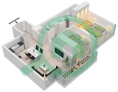 阿齐兹里维埃拉34号楼 - 2 卧室公寓类型1B FLOOR 2-7戶型图