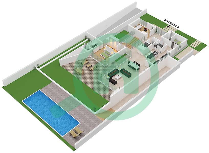 Expo Valley - 5 Bedroom Villa Type 3A Floor plan Type 3A Floor Ground interactive3D