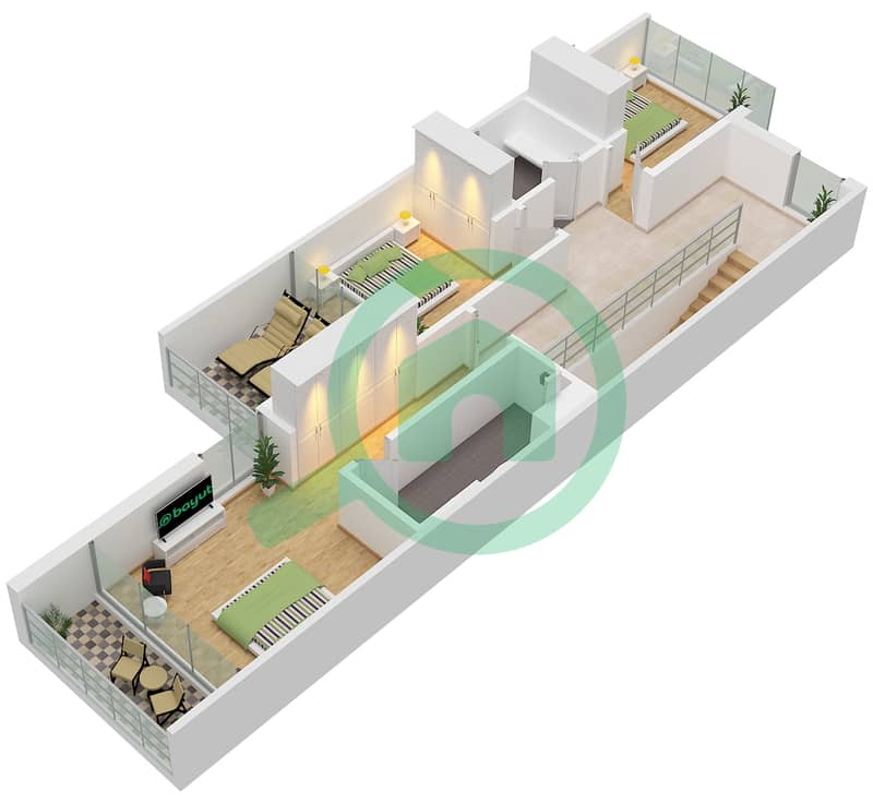 世博谷 - 3 卧室别墅类型2戶型图 Type 2 Floor First interactive3D