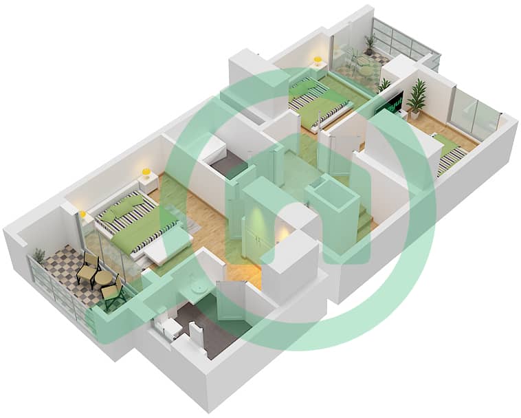 المخططات الطابقية لتصميم النموذج / الوحدة ARAI 1M /UNIT 4PLEX-TH03 تاون هاوس 3 غرف نوم - ماي Type ARAI 1M Unit 4PLEX-TH03,6PLEX-TH05,8PLEX-TH07 Floor Ground Floor Type ARAI 2 Unit 6,8PLEX-TH03,8PLEX-TH05 Floor First interactive3D