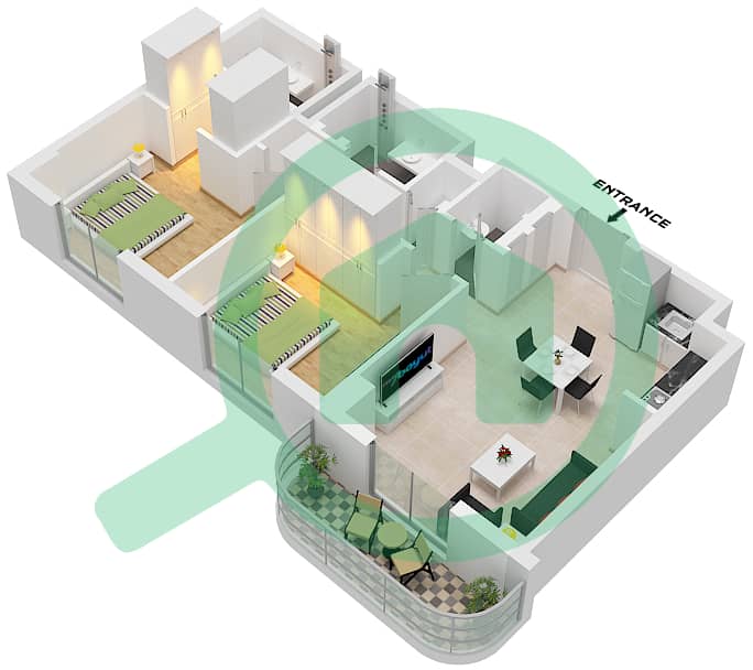 Savannah - 2 Bedroom Apartment Type B Floor plan Type B interactive3D
