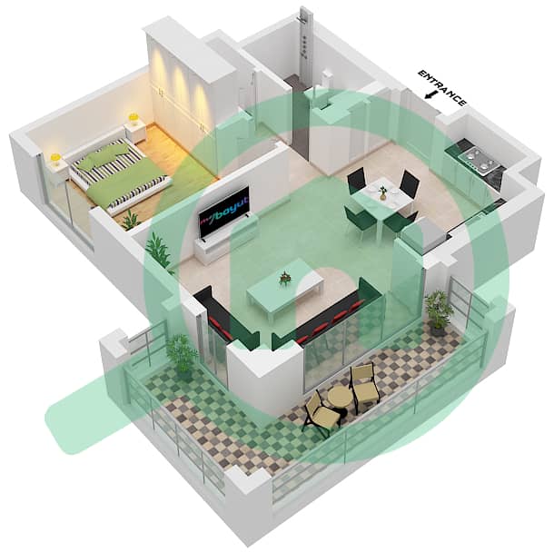 Summer 2 - 1 卧室公寓单位2 FLOOR 7戶型图 Unit 2 Floor 7 interactive3D