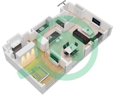 Bluewaters Residences 6 - 1 Bedroom Apartment Type/unit 1-1A / UNIT 5 FLOOR 2 Floor plan
