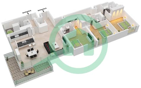 Bluewaters Residences 6 - 3 Bedroom Apartment Type/unit 1-1 / UNIT 3 FLOOR 2-11 Floor plan