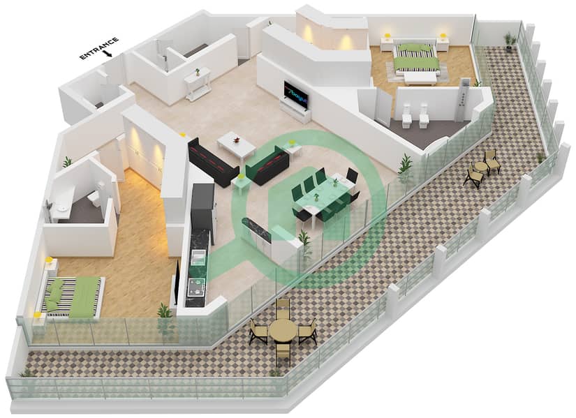 The Ritz-Carlton Residences - 2 Bedroom Apartment Type/unit THE RESIDENCES / UNIT 2 Floor plan Type The Residences Unit 2 Floor 1-4 interactive3D