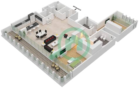 The Ritz-Carlton Residences - 2 Bedroom Apartment Type/unit THE RESIDENCES / UNIT 3 Floor plan