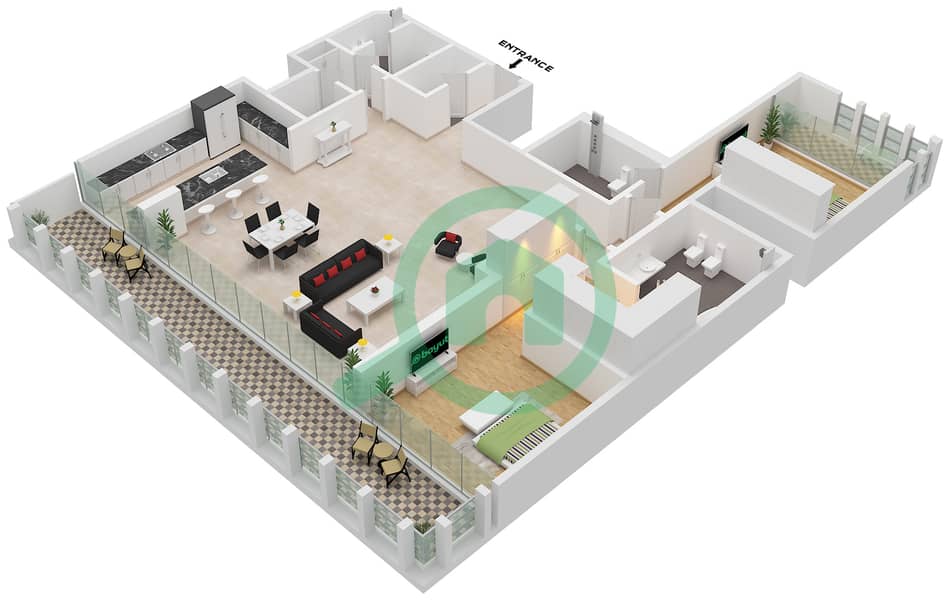 The Ritz-Carlton Residences - 2 Bedroom Apartment Type/unit THE RESIDENCES / UNIT 3 Floor plan Type The Residences Unit 3 Floor 1-4 interactive3D