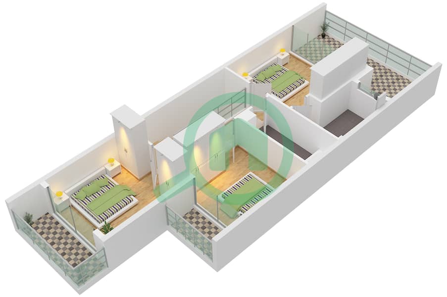 First Floor Park Residences 4 - 4 Bedroom Villa Type/unit P4-M / UNIT 2C600F Floor plan First Floor interactive3D