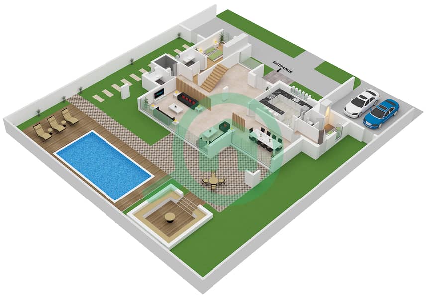 Охана бай Зе Си - Вилла 5 Cпальни планировка Тип C Type C Floor Ground interactive3D
