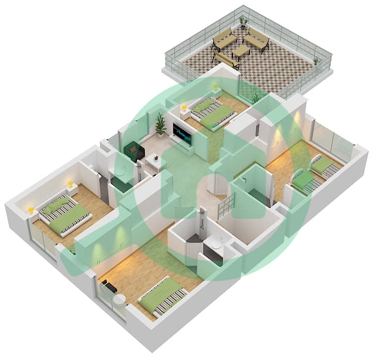 Arim - 4 Bedroom Villa Type/unit 4BV1 / UNIT 4 Floor plan Type 4BV1 Unit 4, First Floor Block Arim 1 interactive3D