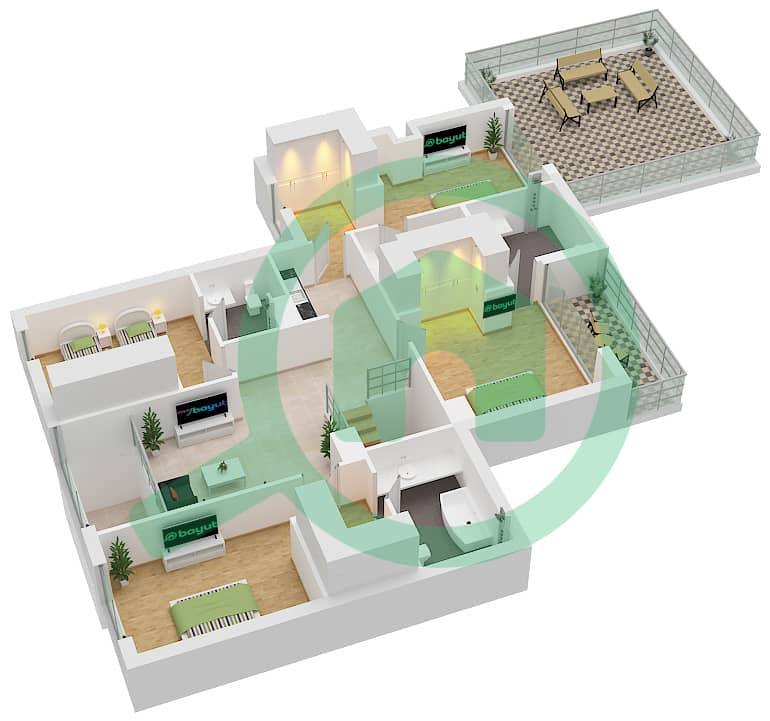 Arim - 4 Bedroom Villa Type/unit 4BLV1-GF / UNIT 1 Floor plan Type 4BLV1-RFUnit 1, First Floor Block Arim 1 interactive3D