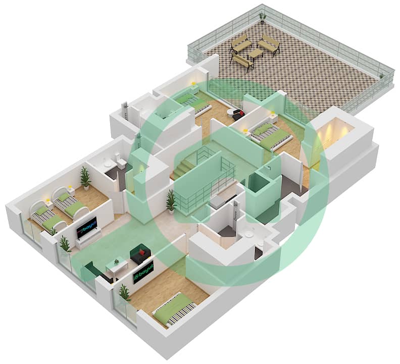 阿利姆 - 5 卧室别墅类型／单位5BLV1-GF / UNIT 1戶型图 Type 5BLV1-RF Unit 1, First Floor Block Arim 1 interactive3D