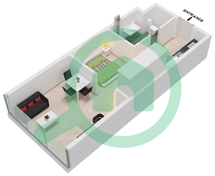 Коммьюнити - Апартамент Студия планировка Единица измерения 6, FLOOR 6-17 Unit 6, Floor 6-17 interactive3D