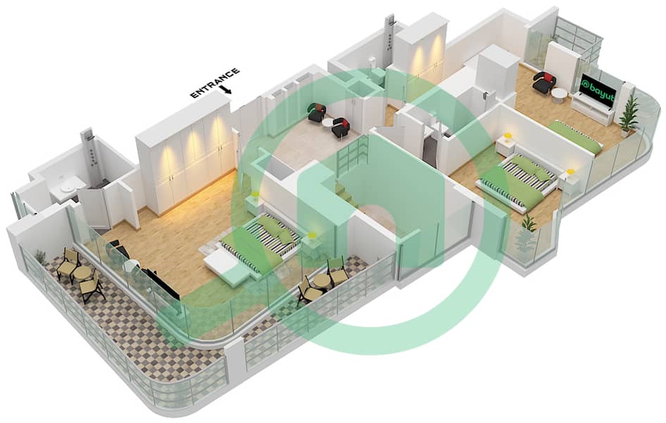 Radiant Viewz 1 - 5 Bedroom Apartment Unit 2 FLOOR 15-16 Floor plan Unit 2 Floor 16  Upper  Ground interactive3D