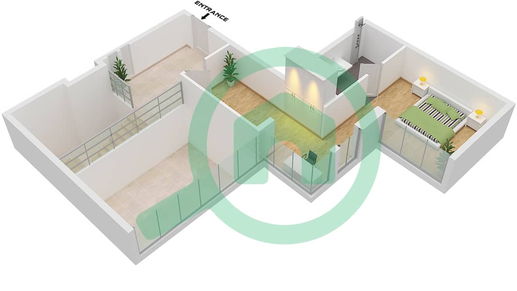 المخططات الطابقية لتصميم الوحدة 4 FLOOR 15-16 شقة 2 غرفة نوم - راديانت فيوز 1 Unit 4 Floor 16  Upper Ground interactive3D