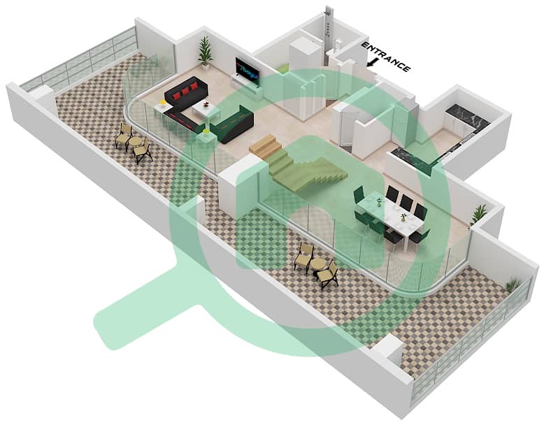 Radiant Viewz 1 - 2 卧室公寓单位1 FLOOR 6,8-7,9戶型图 Unit 1 Floor 6,8  Lower Ground interactive3D