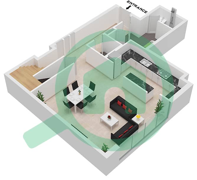 Radiant Viewz 1 - 2 卧室公寓单位6 FLOOR 18,20,24,26戶型图 Unit 6 Floor 18,20,24,26  Lower Ground interactive3D