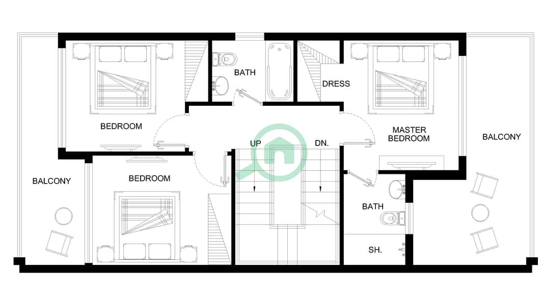 Camelia - 4 Bedroom Villa Type TH12-4E Floor plan TH12-4E First Floor interactive3D