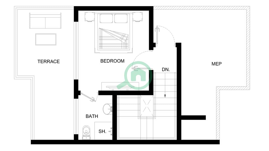 المخططات الطابقية لتصميم النموذج TH12-4E فیلا 4 غرف نوم - كاميليا TH12-4E Roof interactive3D