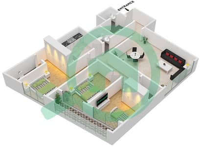 المخططات الطابقية لتصميم الوحدة 03 BLOCK A شقة 3 غرف نوم - أبراج غلفا