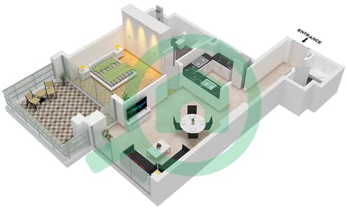 Elegance Tower - 1 Bed Apartments Type D Floor plan