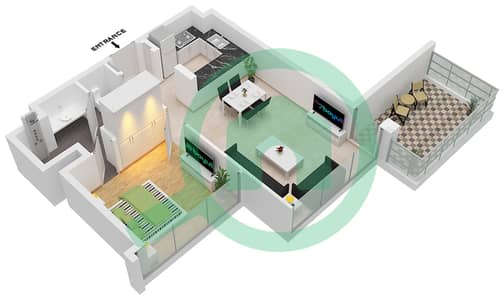 Elegance Tower - 1 Bed Apartments Type E Floor plan