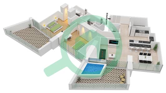 Binghatti Phantom - 2 Bedroom Apartment Type 2 FLOOR 37-38 Floor plan