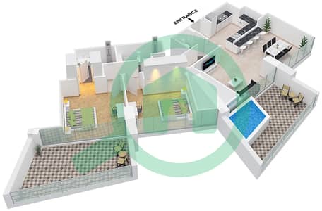 Binghatti Phantom - 2 Bedroom Apartment Type 3 FLOOR 37-38 Floor plan