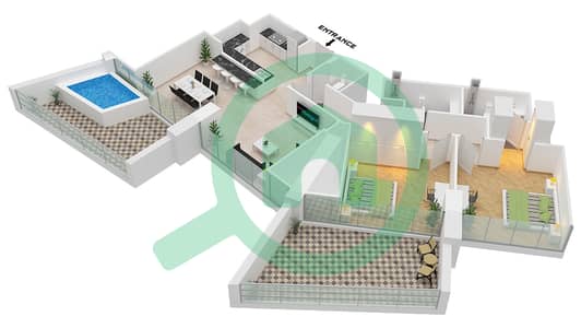 Binghatti Phantom - 2 Bedroom Apartment Type 6 FLOOR 37-38 Floor plan